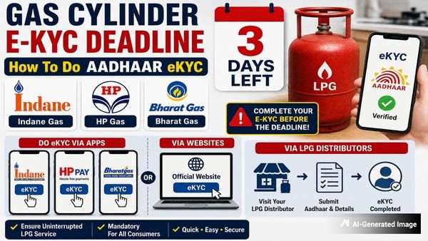 Gas Cylinder E-KYC Date: How To eKYC Of Indane, HP, Bharat Gas Via Apps, AadhaarFaceRD, Distributors