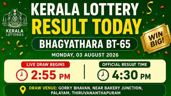 Kerala Lottery Result Today LIVE 03-08-2026: Bhagyathara BT-65 Results DECLARED