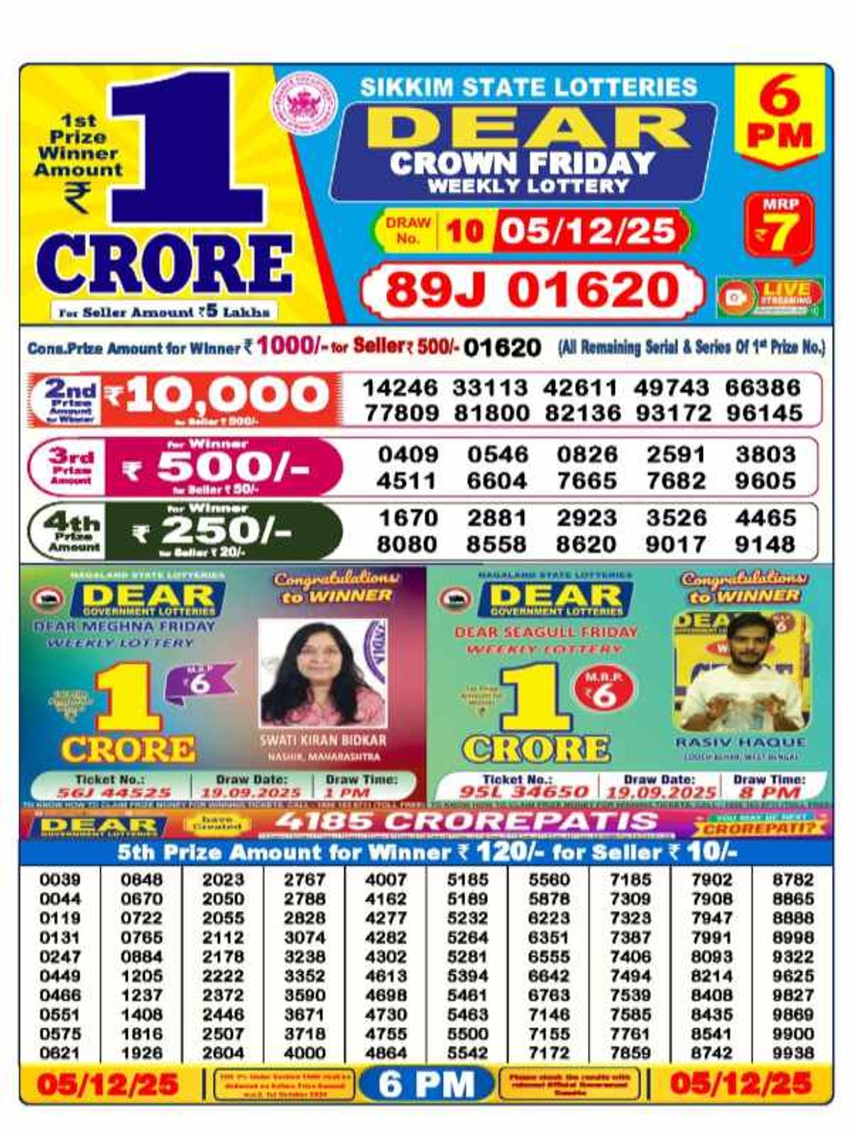 Nagaland Sambad Lottery Result Today  5 December 2025 LIVE