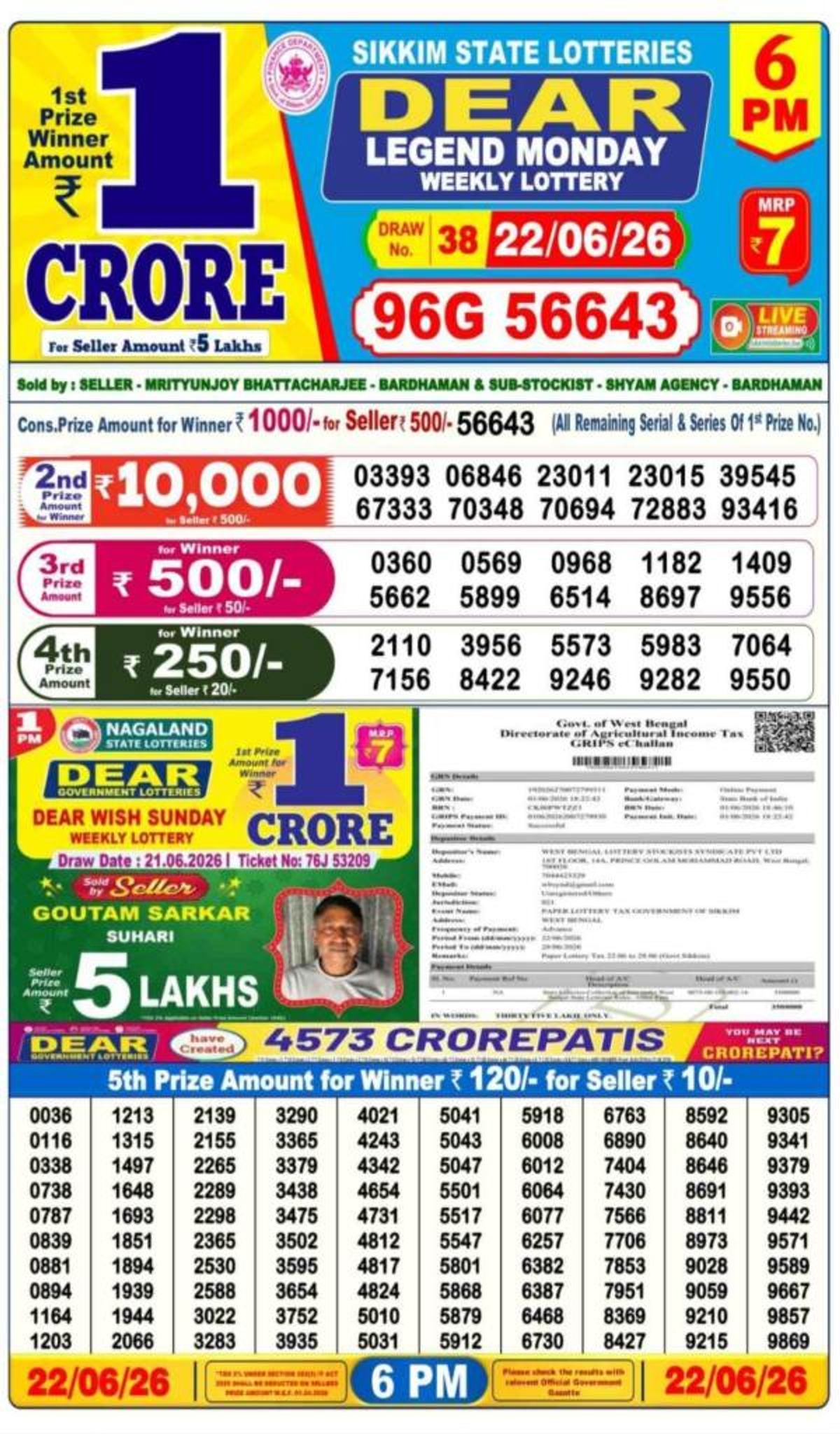 Dear Evening 6PM Winners