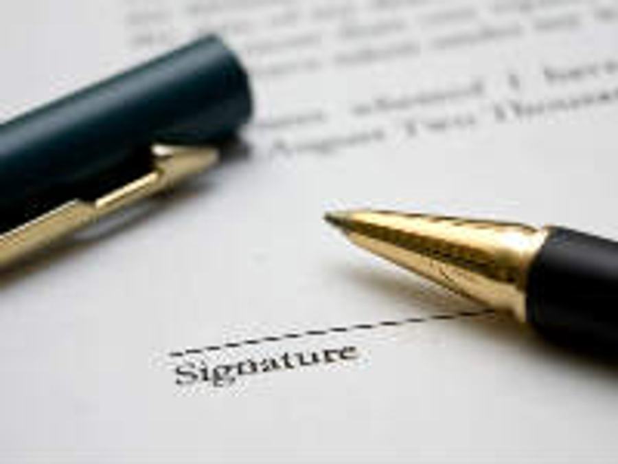 Signature on contract