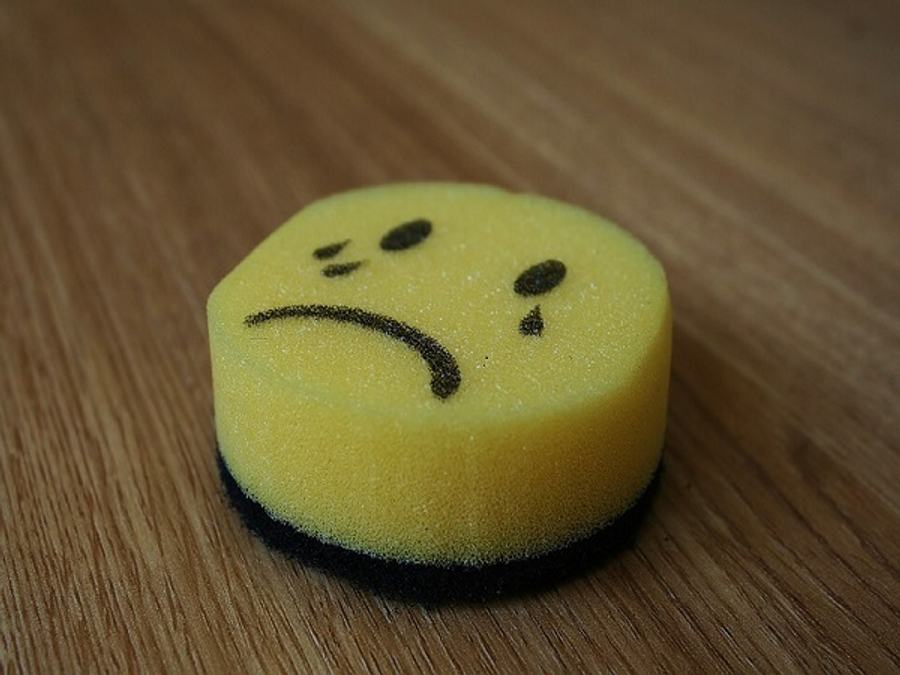 Sad face on sponge