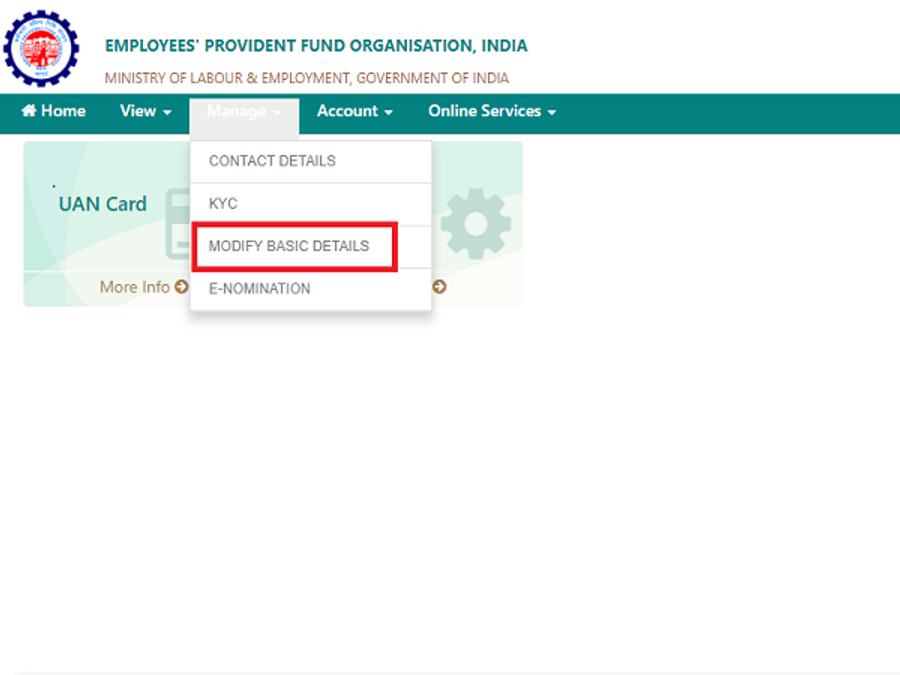 EPF Name Correction Online