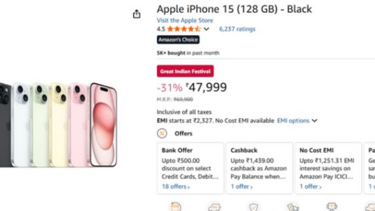 iPhone 15 Price Drops to Record Low on Amazon  Grab the 128GB Variant at Just Rs  46 500  Check All Details
