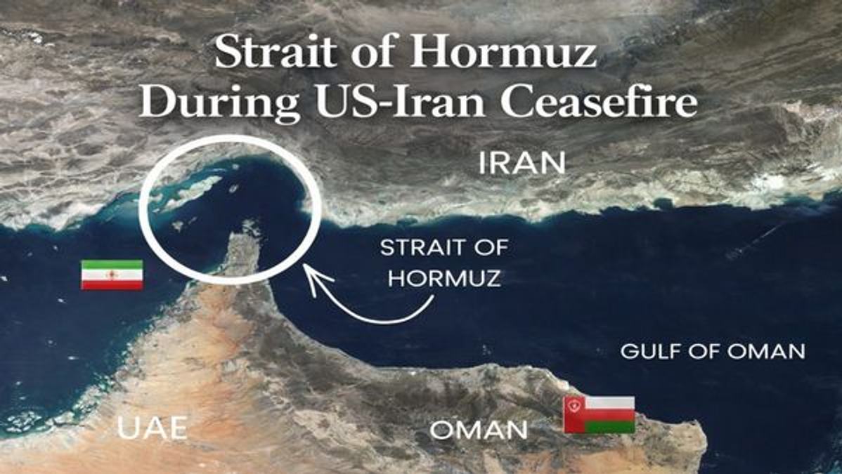 Oil tankers navigating the busy Strait of Hormuz waters