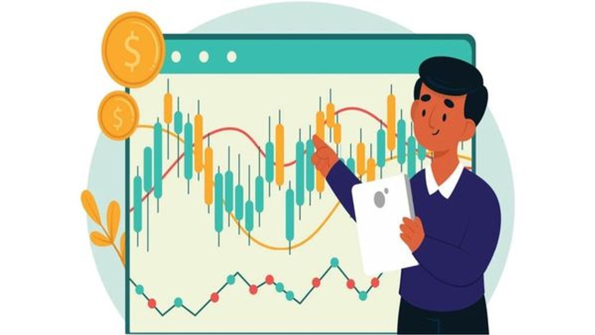 Investor analyzing stock market charts and company shares