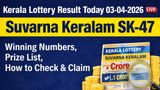 Kerala Lottery Result Today 03-04-2026 LIVE: Suvarna Keralam SK-47 Winning Numbers, Prize List, How to Check &