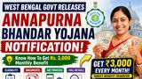 West Bengal Govt Releases Annapurna Bhandar Yojana Notification; Know How To Get Rs. 3,000 Monthly Benefit