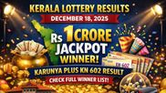 Kerala Lottery Results Today, 18-12-2025: Rs. 1 Cr Jackpot Winner of Karunya Plus KN 602 Announced; Check Now