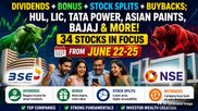Bonus + Dividends + Splits + Buybacks Ahead: HUL, LIC, Asian Paints, Tata; 34 Stocks In Focus From June 22-25