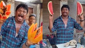 பழ வியாபாரத்தை இப்படி கூட செய்யலாமோ? வியாபாரியின் செம டெக்னிக்! 