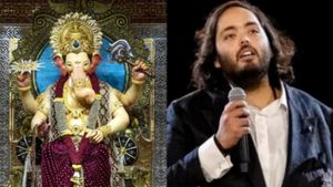  இந்தியாவின் ரிச் விநாயகர்! ரூ.15 கோடி தங்க கிரீடத்தை காணிக்கையாக கொடுத்த அம்பானி குடும்பம்!