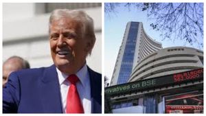 டிரம்ப் வெளியிட்ட பகீர் தகவல்..  மாறிய பங்குச் சந்தை நிலவரம்.. சென்செக்ஸ் 1,300 புள்ளிகள் உயர்வு