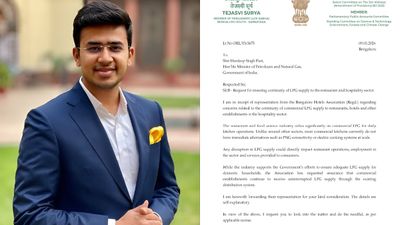 Tejasvi Surya: ಹೋಟೆಲ್‌ ಉದ್ಯಮದ ಬೆಂಬಲಕ್ಕೆ ನಿಂತ ತೇಜಸ್ವಿ ಸೂರ್ಯ; LPG ಗ್ಯಾಸ್‌ ಪೂರೈಸುವಂತೆ ಮನವಿ