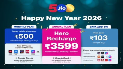 Jio Launches Happy New Year 2026 Prepaid Recharge Plans with 5G Data, Unlimited Calling, SMS, OTT & More