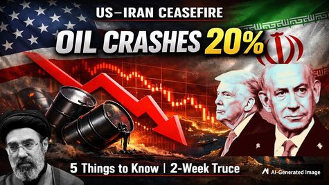 US-Iran Ceasefire: Crude Oil Price Crashes Nearly 20%; 5 Points About 2-Weeks Truce Between Trump & IRGC