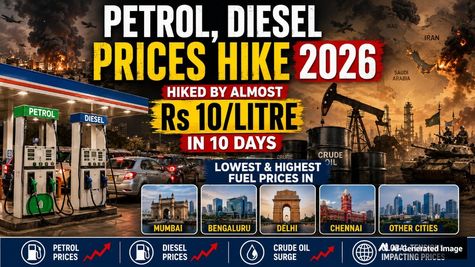 Petrol Prices, Diesel Prices Hiked By Almost Rs 10/Litre In 10 Days; Lowest & Highest Fuel Prices City-Wise