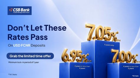 Earn Up to 7.05% p.a. on USD FCNR Deposits With CSB Bank