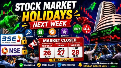 Stock Market Holidays Next Week: Trading On BSE, NSE Closed On June 26, June 27 & June 28, 2026;  Here's Why