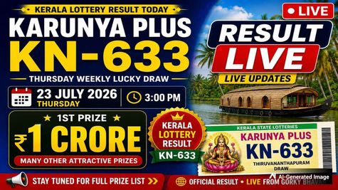 Kerala Lottery Result Today, 23-07-2026; Karunya Plus KN-633 Thursday Weekly Lucky Draw LIVE; Check Winners