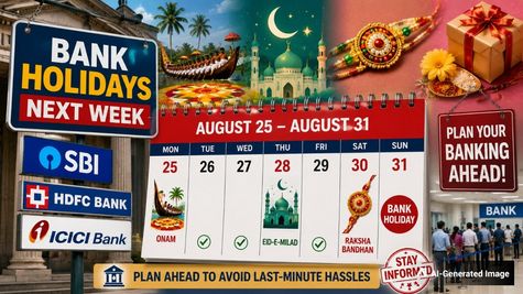 Bank Holidays Ahead: SBI, HDFC, ICICI, Other Banks Shut For 4 Days From August 25-31? Onam, Eid-e-Milad, Rakhi