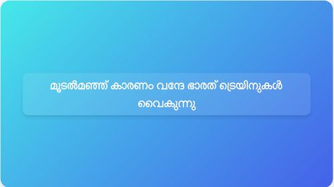ഡൽഹിയിലെ കനത്ത മൂടൽമഞ്ഞ് ലഖ്‌നൗ, വാരണാസി വന്ദേ ഭാരത് എക്സ്പ്രസ് സർവീസുകളെ ബാധിച്ചു