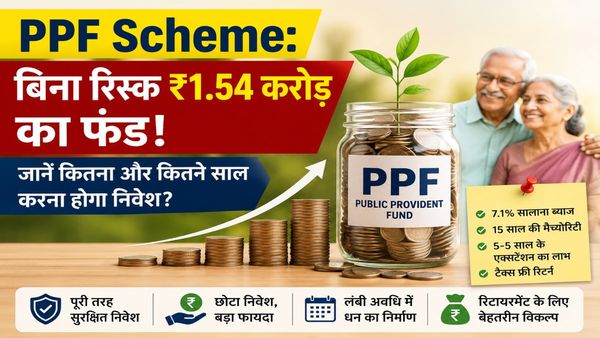 PPF Scheme: बिना रिस्क ₹1.54 करोड़ का फंड! जानें कितना और कितने साल करना होगा निवेश?