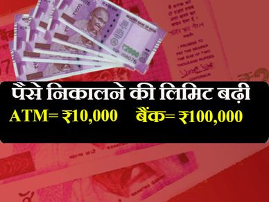  एक दिन में 10 हजार रुपए हुई ATM से पैसे निकालने की लिमिट