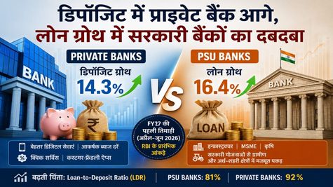 Private Banks vs PSU Banks: डिपॉजिट में प्राइवेट बैंक आगे, लोन ग्रोथ में सरकारी बैंकों का दबदबा