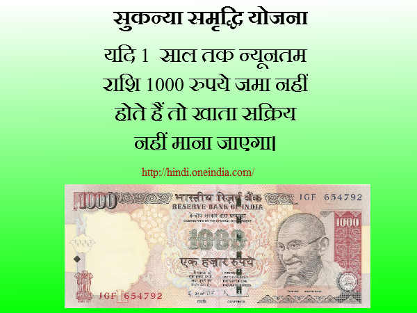 खाता खोलने के लिए जरूरी राशि 