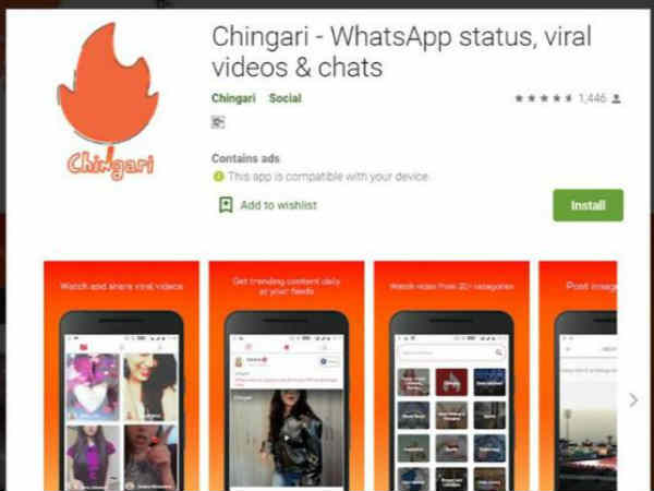 गूगल प्ले स्टोर में चिंगारी एप टॉप-3 में 