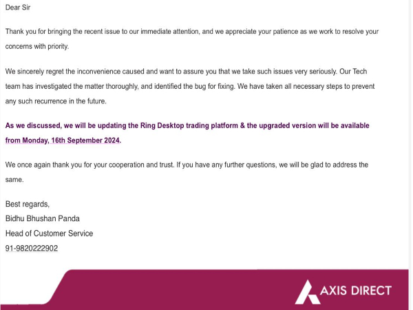 Axis Bank Trading Platform Glitch