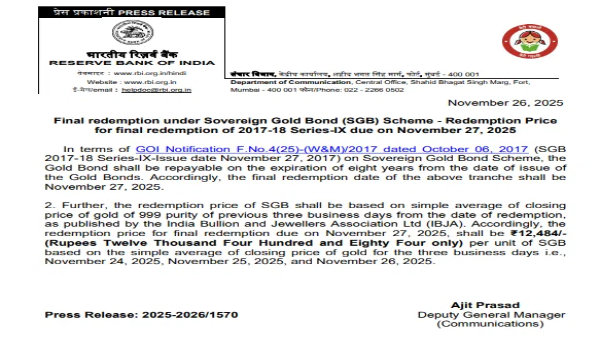SGB Series IX  Gold Bond Maturity