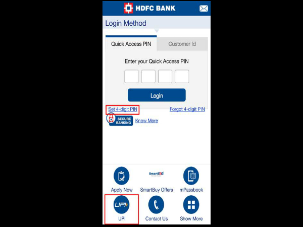 Where is UPI option in HDFC Mobile Banking App?
