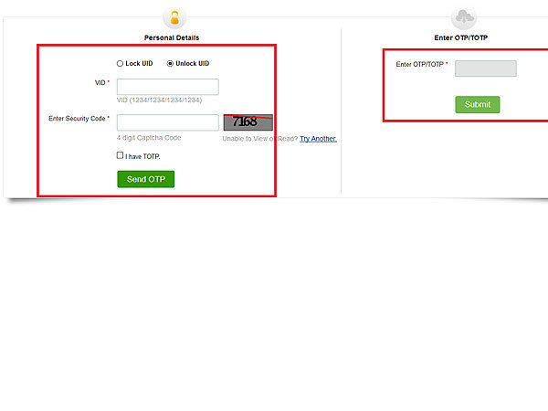 2.For unlocking aadhaar