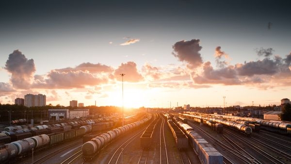 Festival special train brightly adorned in Indian railway station