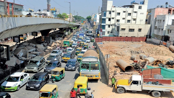 Bengaluru Metro Construction Causes Traffic