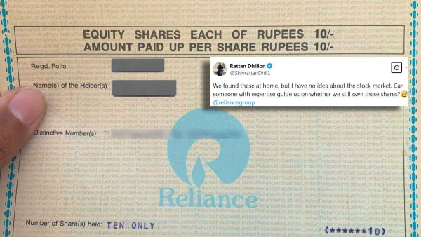 Chandigarh Resident Finds Rs 11 Lakh Worth Of Reliance Shares at Home