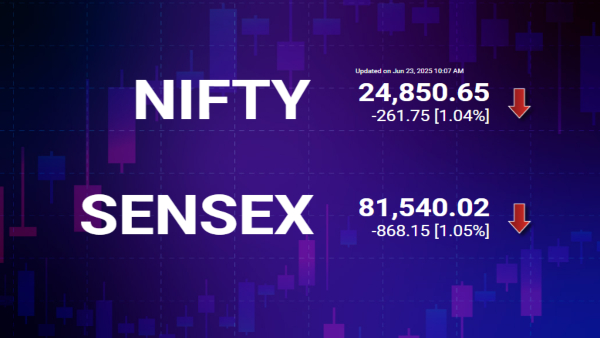 Nifty and Sensex trading below 1%