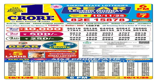 Nagaland Lottery Sambad Today: Dear Legend Day, 10-11-2025 6PM Jackpot Draw Nagaland Lottery Sambad Today: Dear Legend Day, 10-11-2025 6PM Jackpot Draw