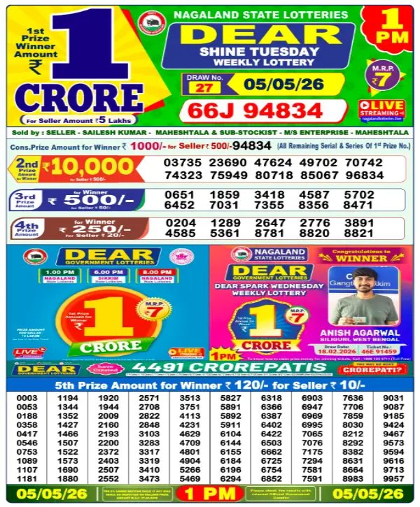 Nagaland Lottery Sambad Result Today