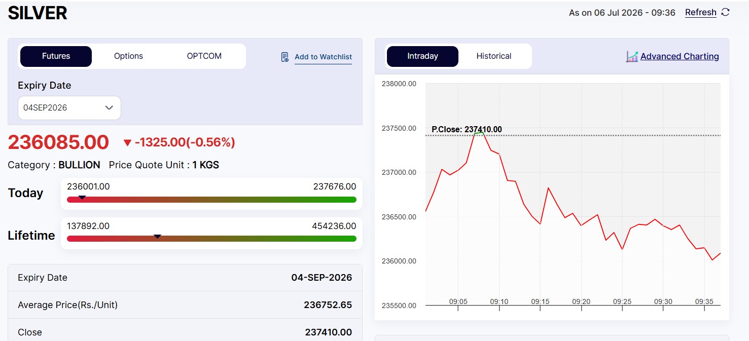 Live Silver Rates Today: MCX Silver Falls
