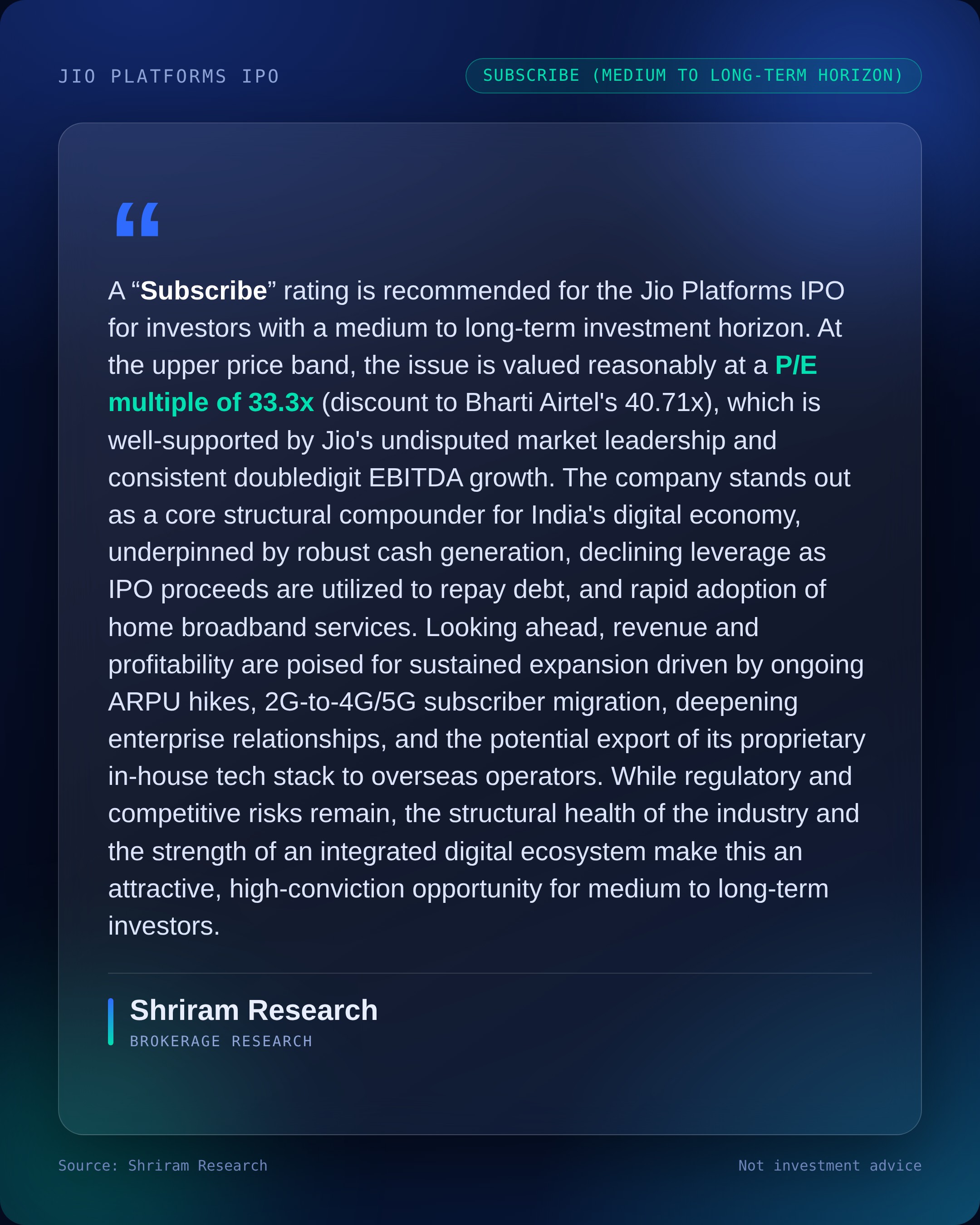 Jio IPO Day 1 Today LIVE: Subsribe For Medium To Long Term