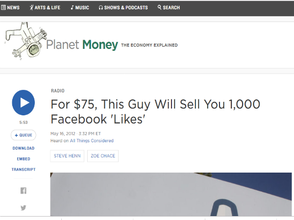 5. ಫೇಸ್ಬುಕ್ ಲೈಕ್ಸ್ ಮಾರಾಟ ಮಾಡಿಯೂ ಹಣ ಗಳಿಸಬಹುದು