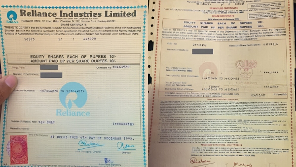 ವ್ಯಕ್ತಿಗೆ ಸಿಕ್ತು 1988ರ ರಿಲಯನ್ಸ್ ಷೇರು: ಇಂದಿನ ಬೆಲೆ ಎಷ್ಟು?