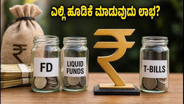 ಅಲ್ಪಾವಧಿ ಹೂಡಿಕೆ: FD, ಲಿಕ್ವಿಡ್ ಫಂಡ್ ಅಥವಾ ಟಿ-ಬಿಲ್? ಅಲ್ಪಾವಧಿ ಹೂಡಿಕೆ: FD, ಲಿಕ್ವಿಡ್ ಫಂಡ್ ಅಥವಾ ಟಿ-ಬಿಲ್?