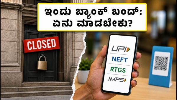 ಇಂದು ಬ್ಯಾಂಕ್ ರಜೆ: ಈ ಸೇವೆಗಳು ಲಭ್ಯ