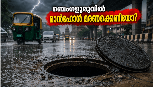 ബെംഗളൂരു മഴ: മാൻഹോൾ അപകടങ്ങൾക്കെതിരെ ജാഗ്രത ബെംഗളൂരു മഴ: മാൻഹോൾ അപകടങ്ങൾക്കെതിരെ ജാഗ്രത