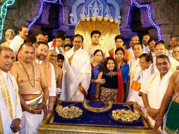 ஏழுமலையானுக்கு ரூ.5 கோடி மதிப்பிலான தங்க நகைகள் 'கேசிஆர்' நன்கொடை..!