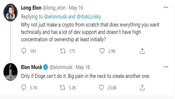 பிட்காயின் வேண்டாம்.. டோஜ் காயின் நிலைமை தெரியல.. எலான் மஸ்க் திட்டம் இதுதானோ..?!
